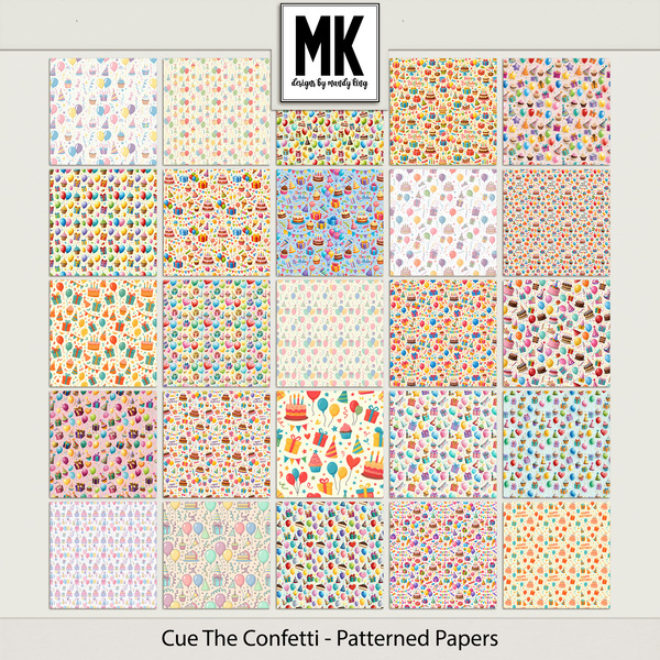 Cue The Confetti - Patterned Papers Digital Art - Digital Scrapbooking Kits