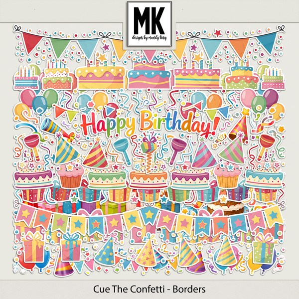 Cue The Confetti - Borders Digital Art - Digital Scrapbooking Kits