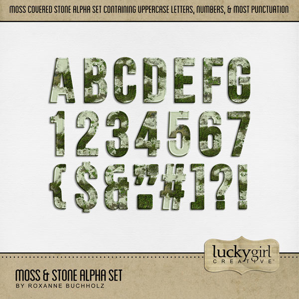 Moss & Stone Alpha Set Digital Art - Digital Scrapbooking Kits