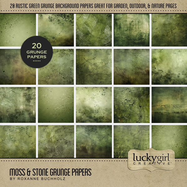 Moss & Stone Grunge Papers Digital Art - Digital Scrapbooking Kits