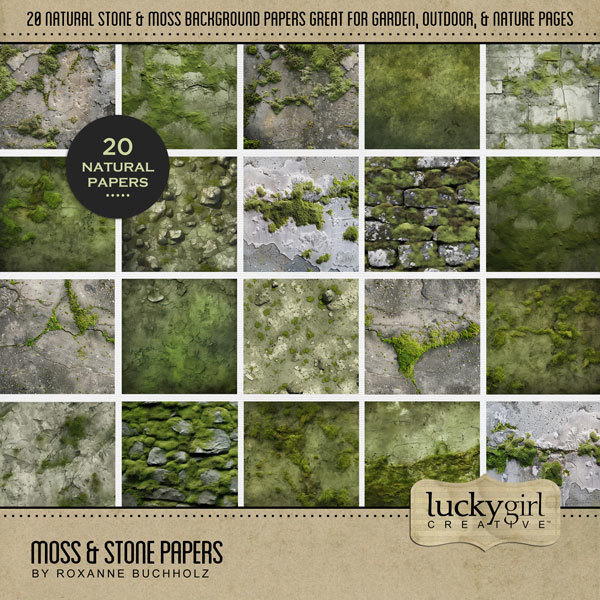 Moss & Stone Papers Digital Art - Digital Scrapbooking Kits