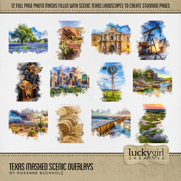 Texas Masked Scenic Overlays Digital Art - Digital Scrapbooking Kits
