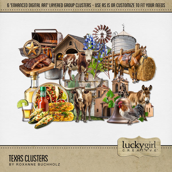 Texas Clusters Digital Art - Digital Scrapbooking Kits