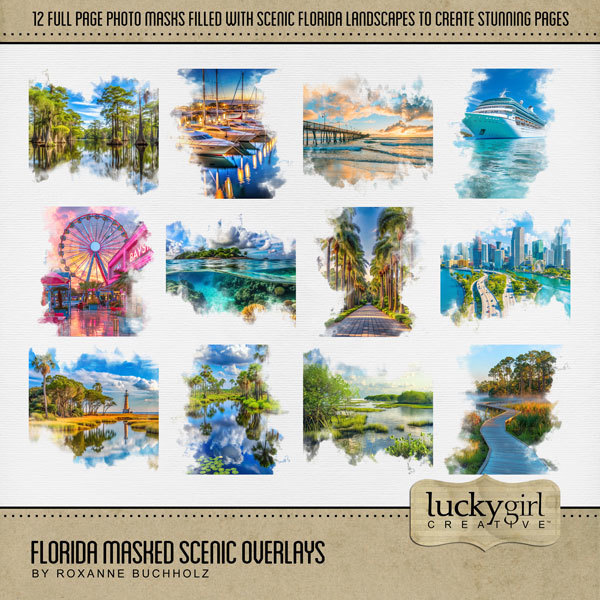 Florida Masked Scenic Overlays Digital Art - Digital Scrapbooking Kits
