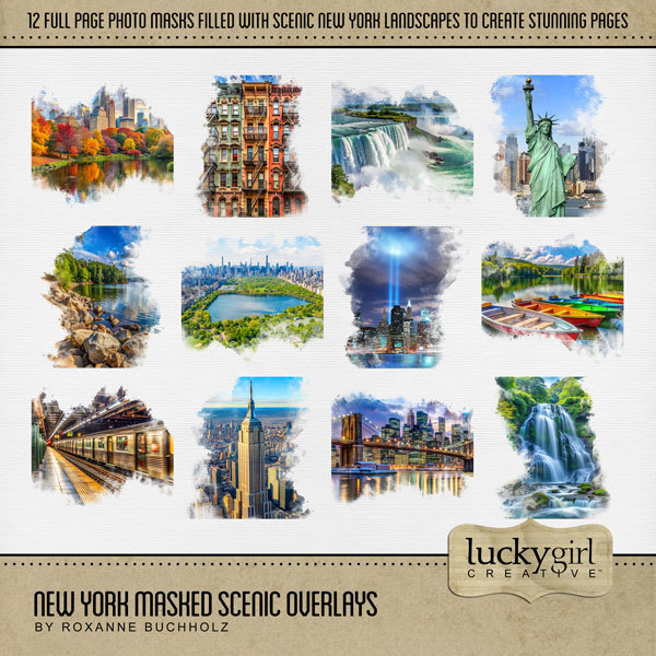 New York Masked Scenic Overlays Digital Art - Digital Scrapbooking Kits