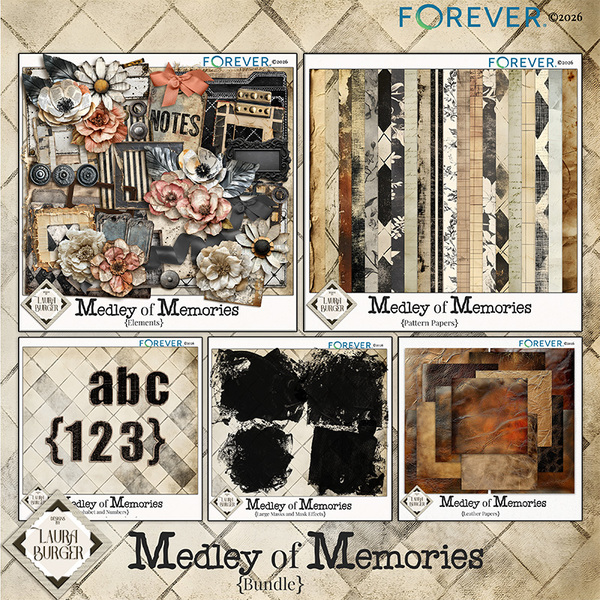 Medley of Memories Bundle Digital Art - Digital Scrapbooking Kits