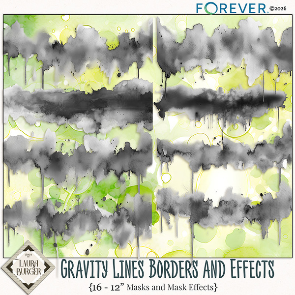 Gravity Lines Borders and Effects Digital Art - Digital Scrapbooking Kits