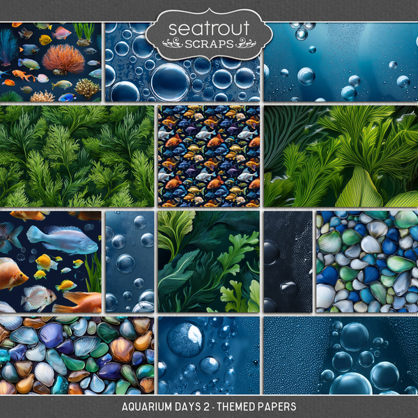 Aquarium Days 2 - Themed Papers Digital Art - Digital Scrapbooking Kits