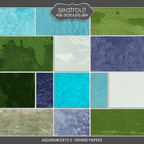 Aquarium Days 2 - Grunge Papers Digital Art - Digital Scrapbooking Kits