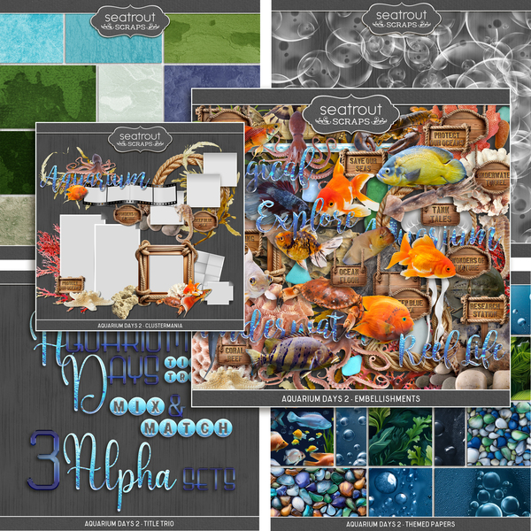 Aquarium Days 2 - Bundle Digital Art - Digital Scrapbooking Kits