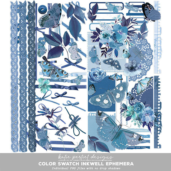 Color Swatch Inkwell Ephemera Digital Art - Digital Scrapbooking Kits