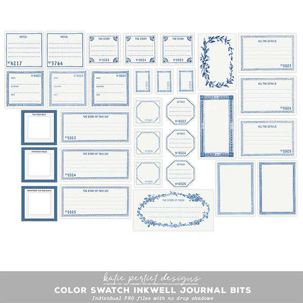 Color Swatch Inkwell Journal Bits Digital Art - Digital Scrapbooking Kits