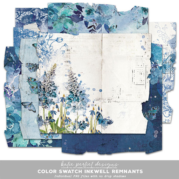 Color Swatch Inkwell Remnants Digital Art - Digital Scrapbooking Kits