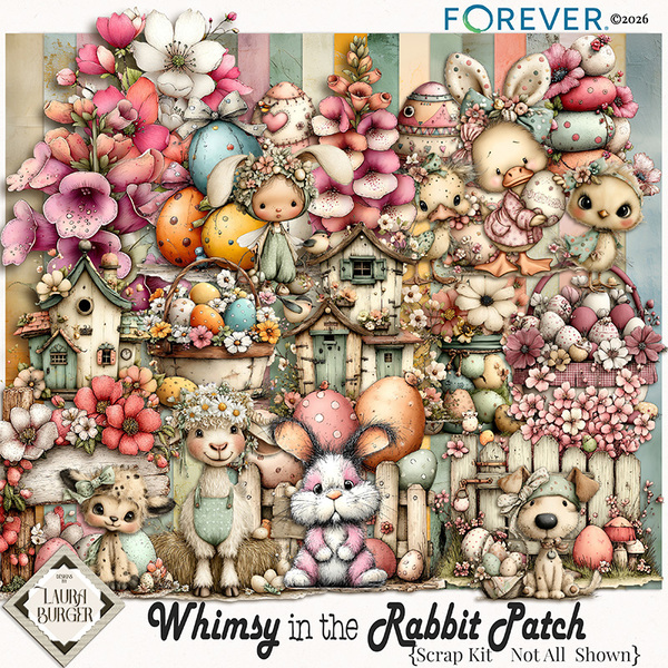 Whimsy in the Rabbit Patch Digital Art - Digital Scrapbooking Kits