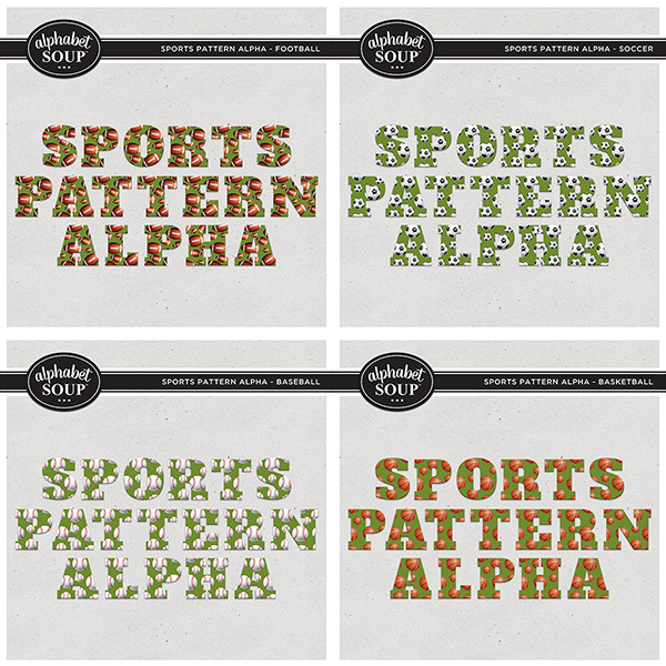 Sports Pattern Alpha Bundle Digital Art - Digital Scrapbooking Kits