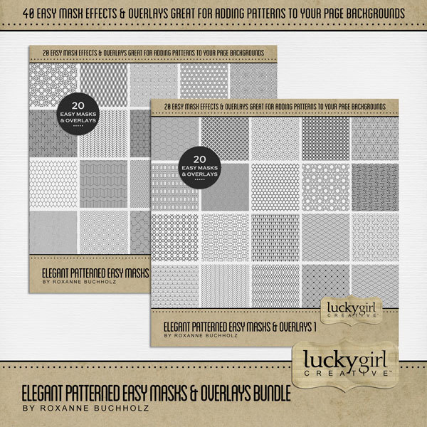 Elegant Patterned Easy Masks & Overlay Bundle Digital Art - Digital Scrapbooking Kits