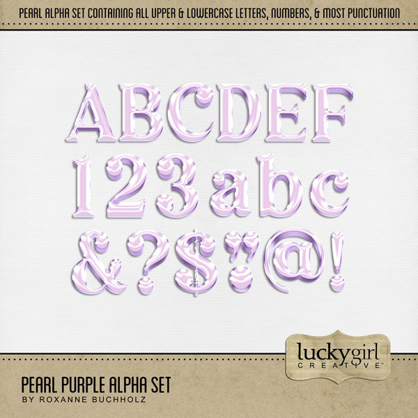 Pearl Purple Alpha Set Digital Art - Digital Scrapbooking Kits
