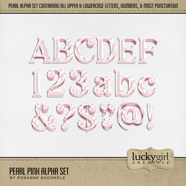 Pearl Pink Alpha Set Digital Art - Digital Scrapbooking Kits