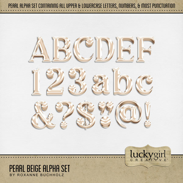 Pearl Beige Alpha Set Digital Art - Digital Scrapbooking Kits