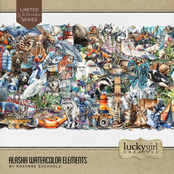 Alaska Watercolor Elements Digital Art - Digital Scrapbooking Kits