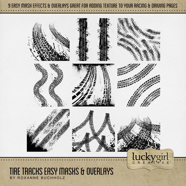 Tire Tracks Easy Masks & Overlays Digital Art - Digital Scrapbooking Kits