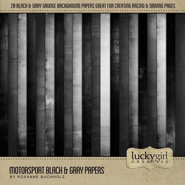 Motorsport Black & Gray Papers Digital Art - Digital Scrapbooking Kits