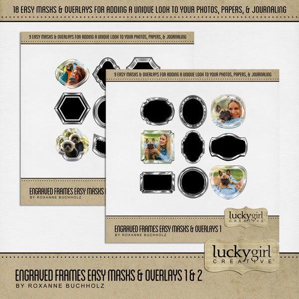 Engraved Frames Easy Masks & Overlays Digital Art - Digital Scrapbooking Kits