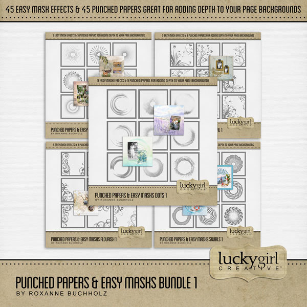 Punched Papers & Easy Masks Bundle 1 Digital Art - Digital Scrapbooking Kits