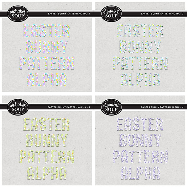 Easter Bunny Pattern Alpha Bundle Digital Art - Digital Scrapbooking Kits