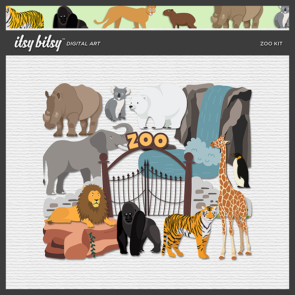Zoo Kit Digital Art - Digital Scrapbooking Kits