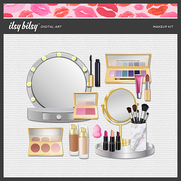Makeup Kit Digital Art - Digital Scrapbooking Kits