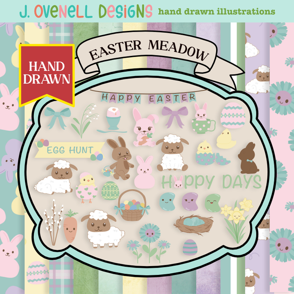 Easter Meadow Digital Art - Digital Scrapbooking Kits