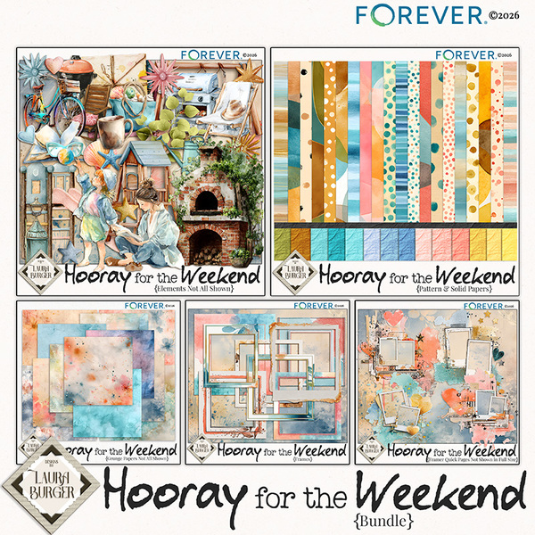 Hooray for the Weekend Bundle Digital Art - Digital Scrapbooking Kits