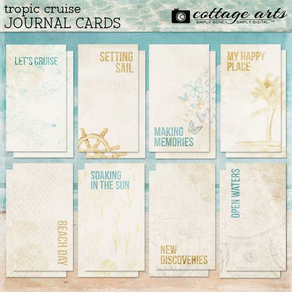 Tropic Cruise Journal Cards Digital Art - Digital Scrapbooking Kits