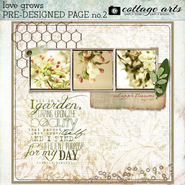 Love Grows Pre-designed Page 2 Digital Art - Digital Scrapbooking Kits