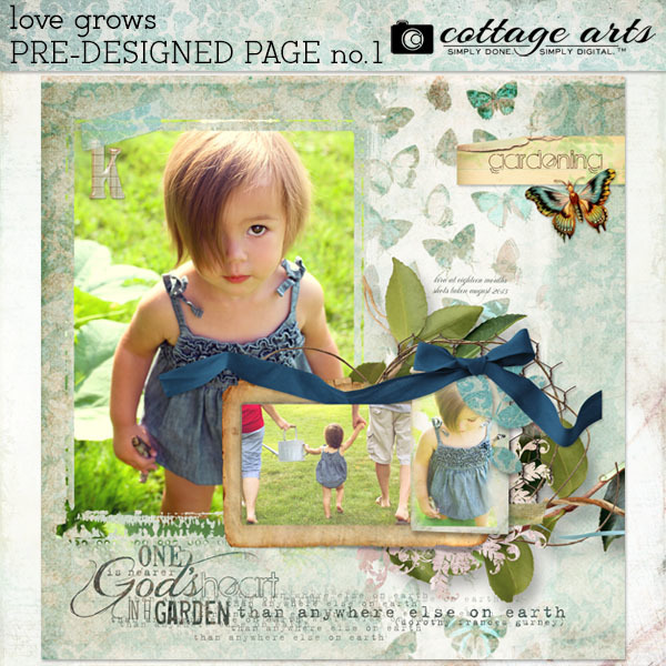 Love Grows Pre-designed Page 1 Digital Art - Digital Scrapbooking Kits