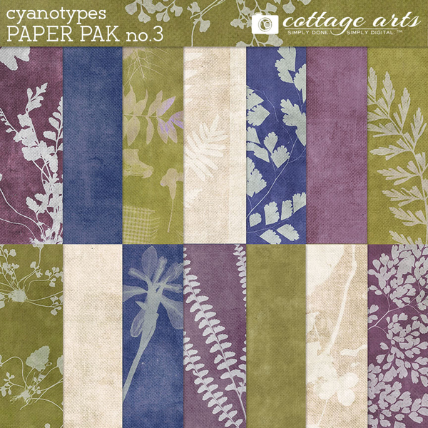 Cyanotypes 3 Paper Pak Digital Art - Digital Scrapbooking Kits