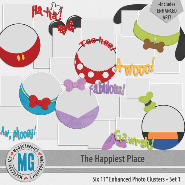 The Happiest Place Enhanced Photo Clusters 1 Digital Art - Digital Scrapbooking Kits