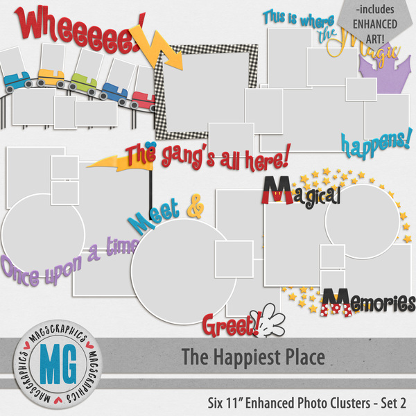 The Happiest Place Enhanced Photo Clusters 2 Digital Art - Digital Scrapbooking Kits