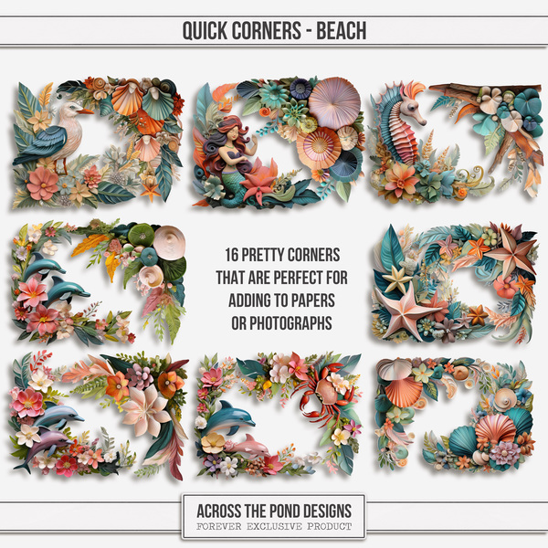 Quick Corners - Beach Digital Art - Digital Scrapbooking Kits