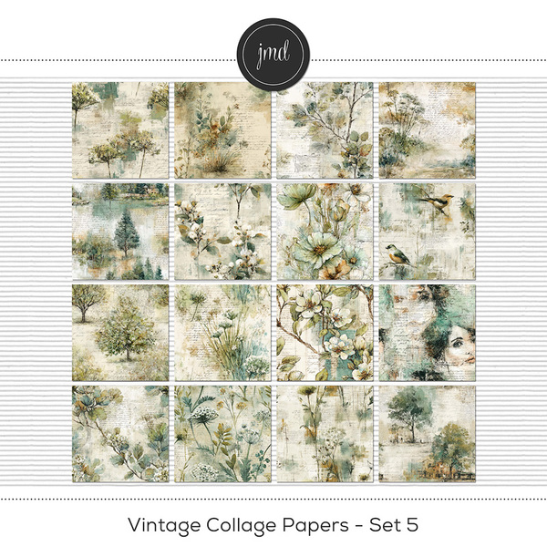 Vintage Collage Papers - Set 5 Digital Art - Digital Scrapbooking Kits