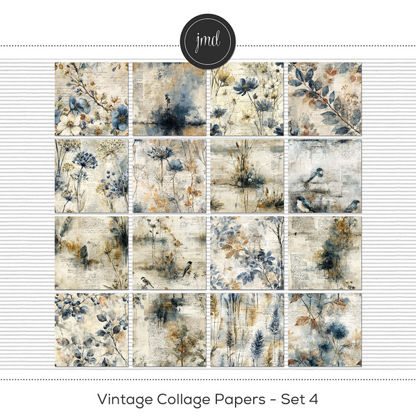 Vintage Collage Papers - Set 4 Digital Art - Digital Scrapbooking Kits