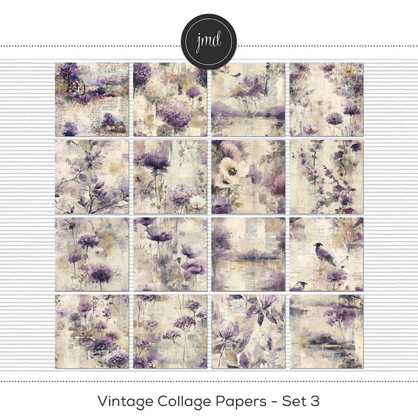Vintage Collage Papers - Set 3 Digital Art - Digital Scrapbooking Kits