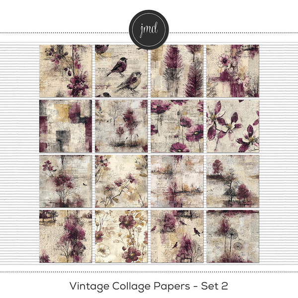 Vintage Collage Papers - Set 2 Digital Art - Digital Scrapbooking Kits