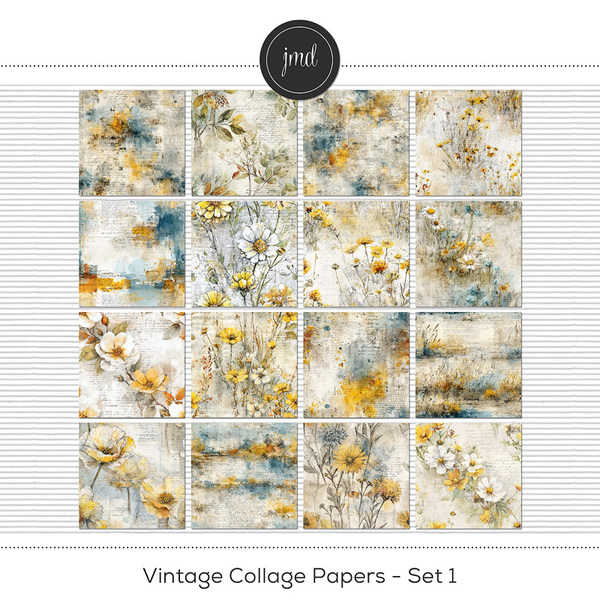 Vintage Collage Papers - Set 1 Digital Art - Digital Scrapbooking Kits