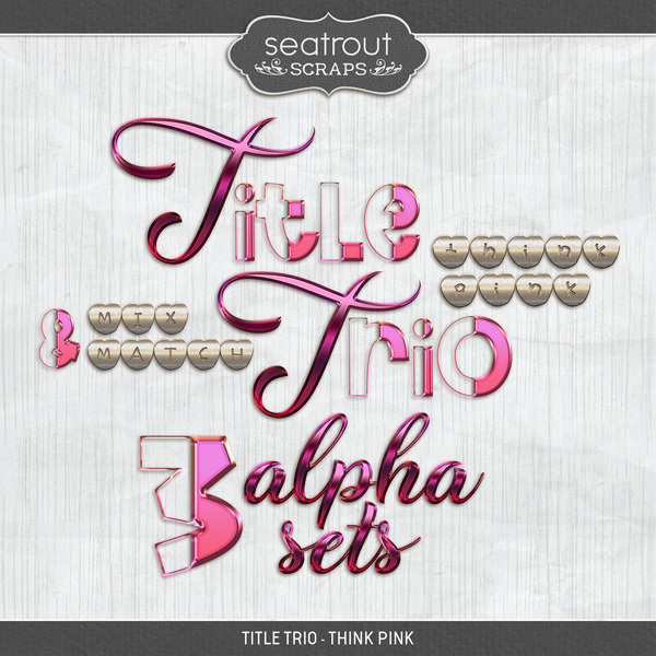 Title Trio - Think Pink Digital Art - Digital Scrapbooking Kits