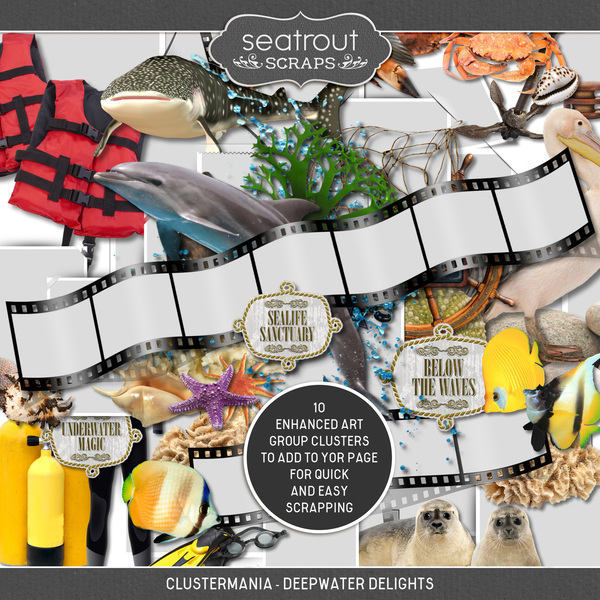 ClusterMania - Deepwater Delights Digital Art - Digital Scrapbooking Kits
