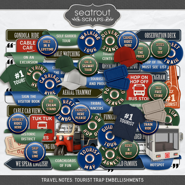 Travel Notes - Tourist Traps Digital Art - Digital Scrapbooking Kits
