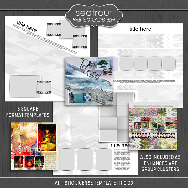 Artistic License Template Trio 09 Digital Art - Digital Scrapbooking Kits