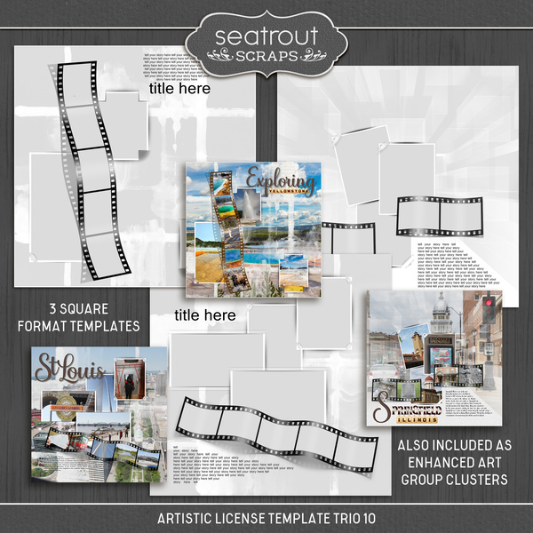 Artistic License Template Trio 10 Digital Art - Digital Scrapbooking Kits